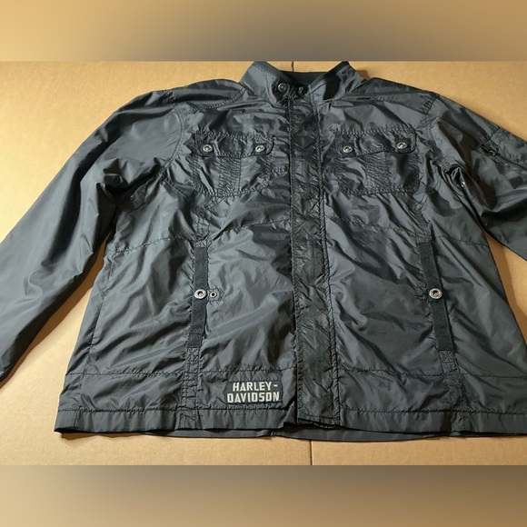 Y2K Harley-Davidson Men's  venture lightweight nylon jacket charcoal size XL - Picture 4 of 8